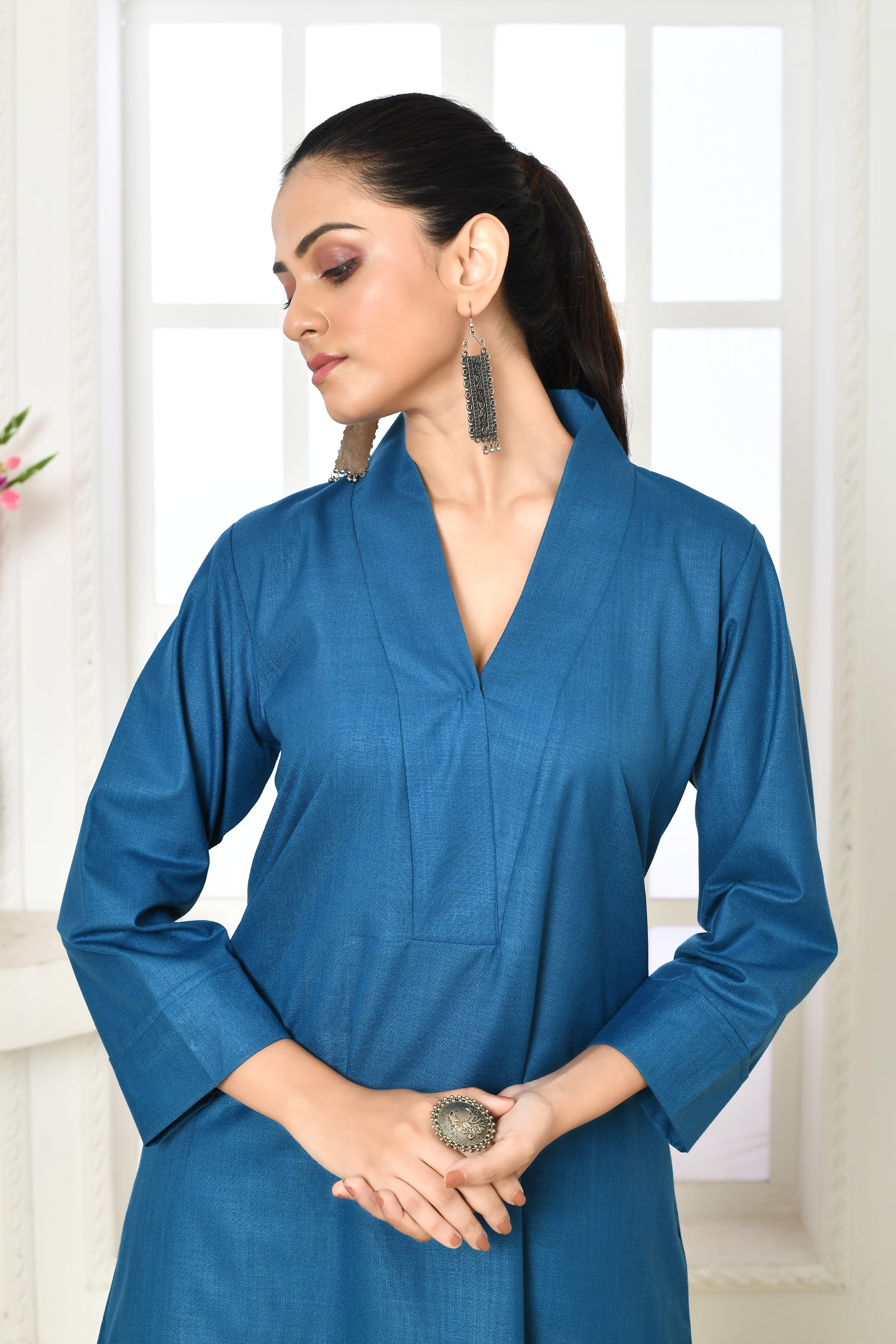 Solid colored cotton slub co-ord set