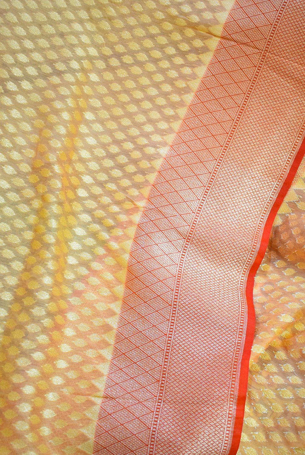 Chanderi Banarasi woven saree-light peach