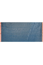 Plain Maheshwari pure handloom saree with rose gold woven border and rose gold & dark pink stripes in pallu