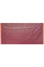 Plain Maheshwari pure handloom saree with rose gold woven border and rose gold & dark pink stripes in pallu