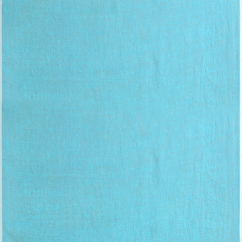 Printed linen cotton saree zari border with blouse piece