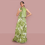 Printed linen cotton saree zari border with blouse piece