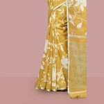 Printed linen cotton saree zari border with blouse piece