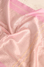 Maheshwari pure handloom saree with golden stripes pallu and thin golden zari border