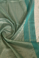 Maheshwari pure handloom saree with golden stripes pallu and thin golden zari border