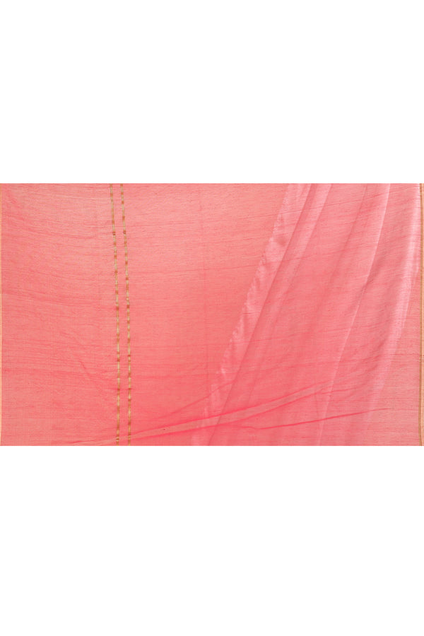 Maheshwari pure handloom saree with golden stripes pallu and thin golden zari border