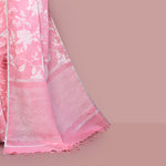 Printed linen cotton saree zari border with blouse piece