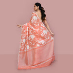 Printed linen cotton saree zari border with blouse piece