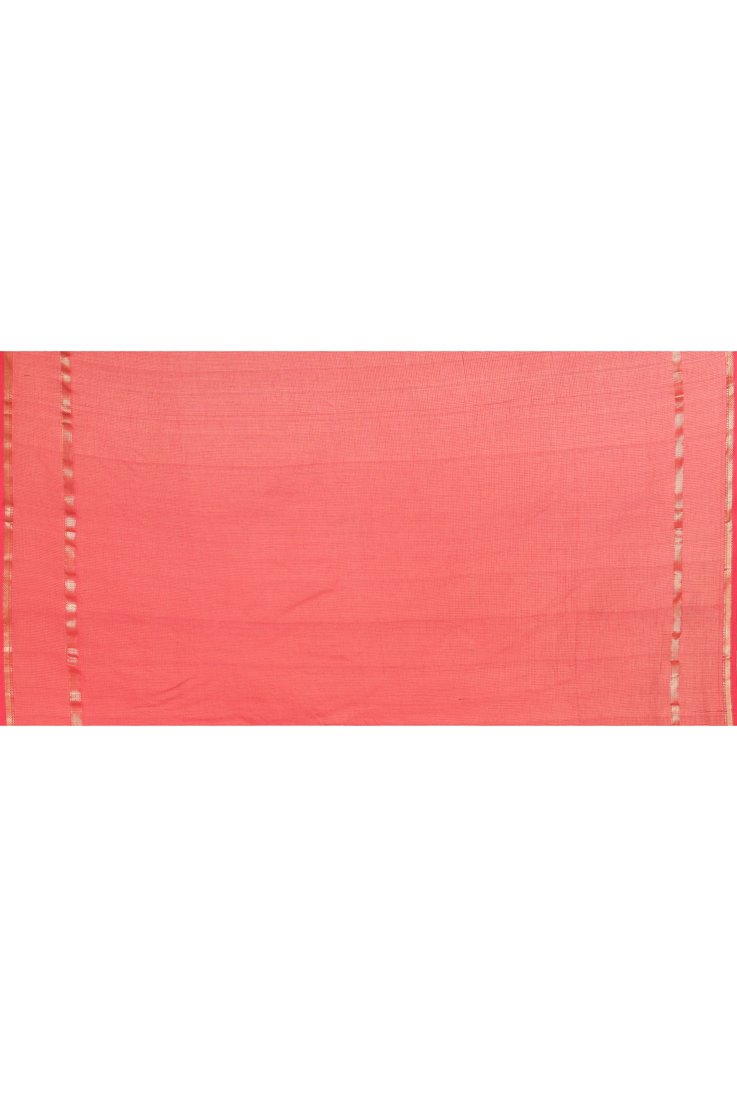 Plain Maheshwari pure handloom double border small checks saree
