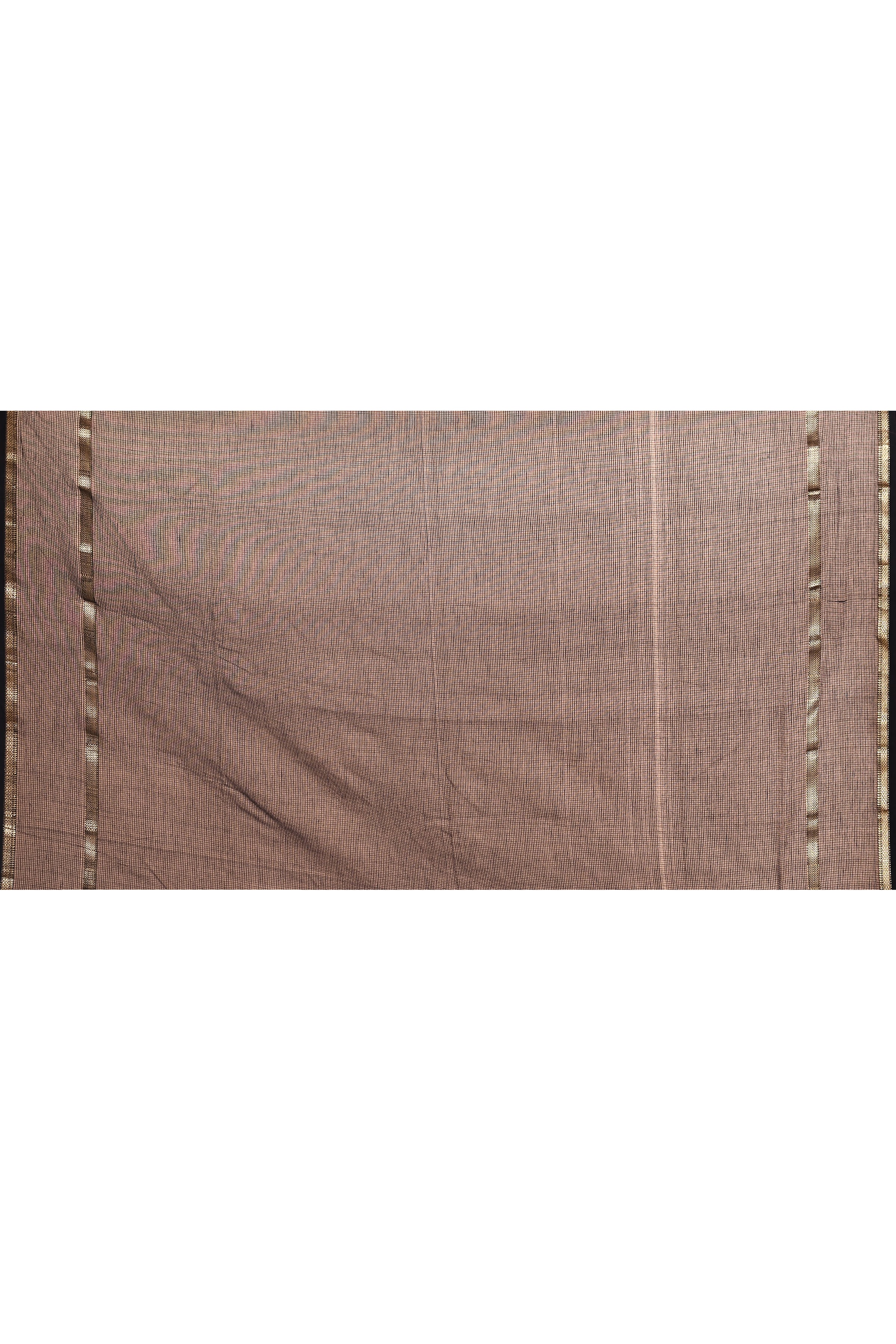 Plain Maheshwari pure handloom double border small checks saree