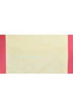 Plain Maheshwari pure handloom saree with contrast dark pink resham border