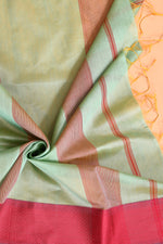 Plain Maheshwari pure handloom saree with contrast dark pink resham border