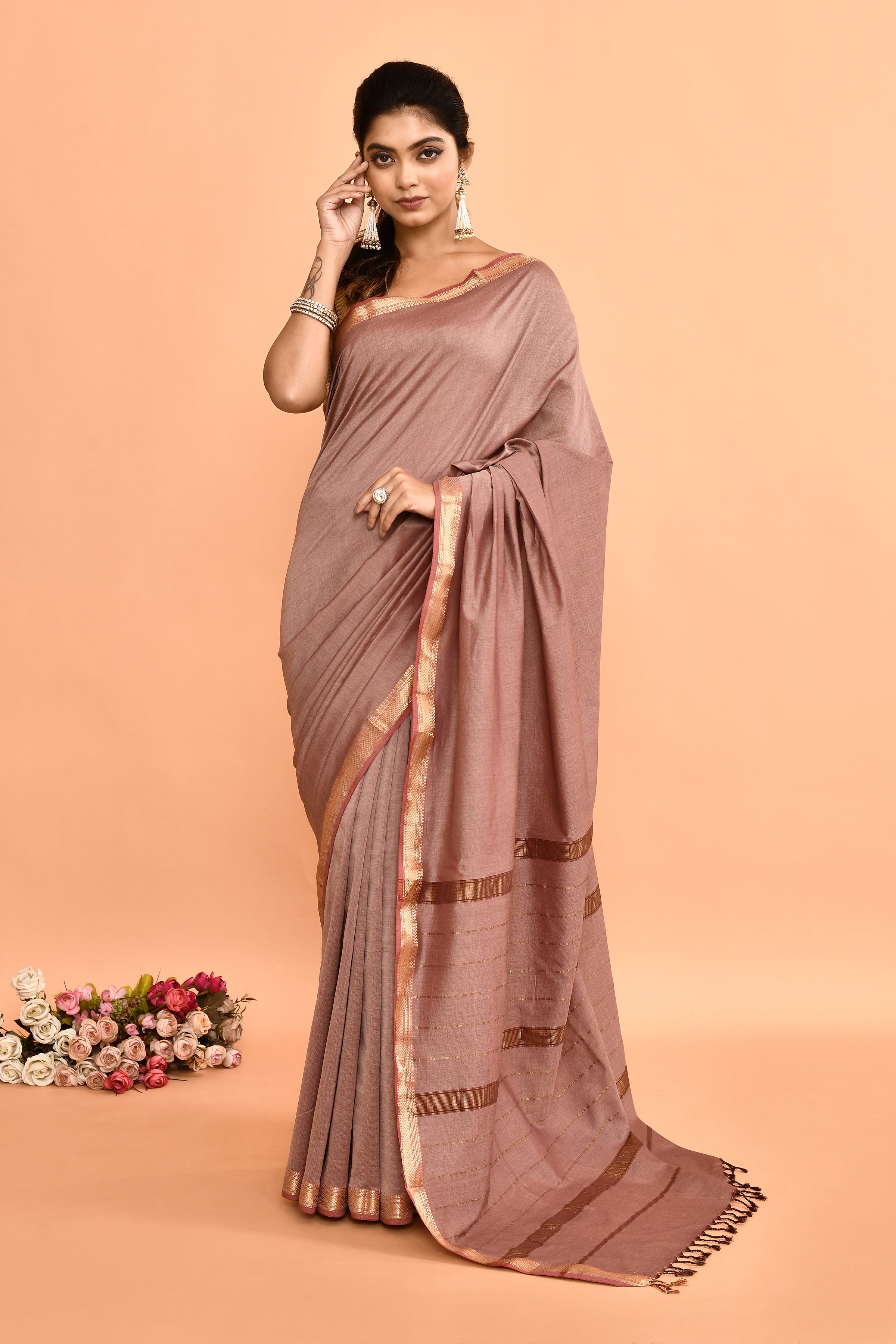 Pure cotton woven Maheshwari Saree