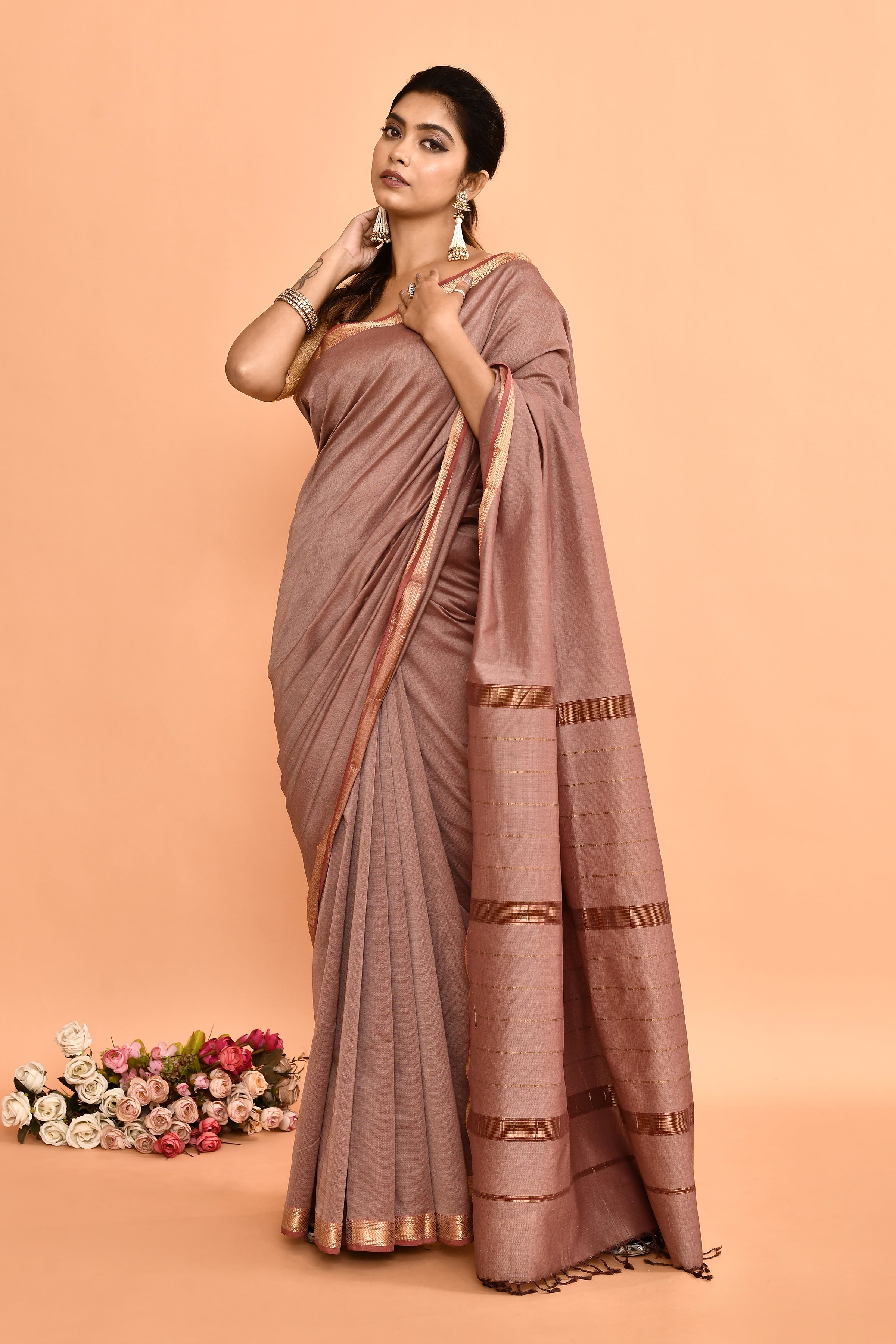 Pure cotton woven Maheshwari Saree