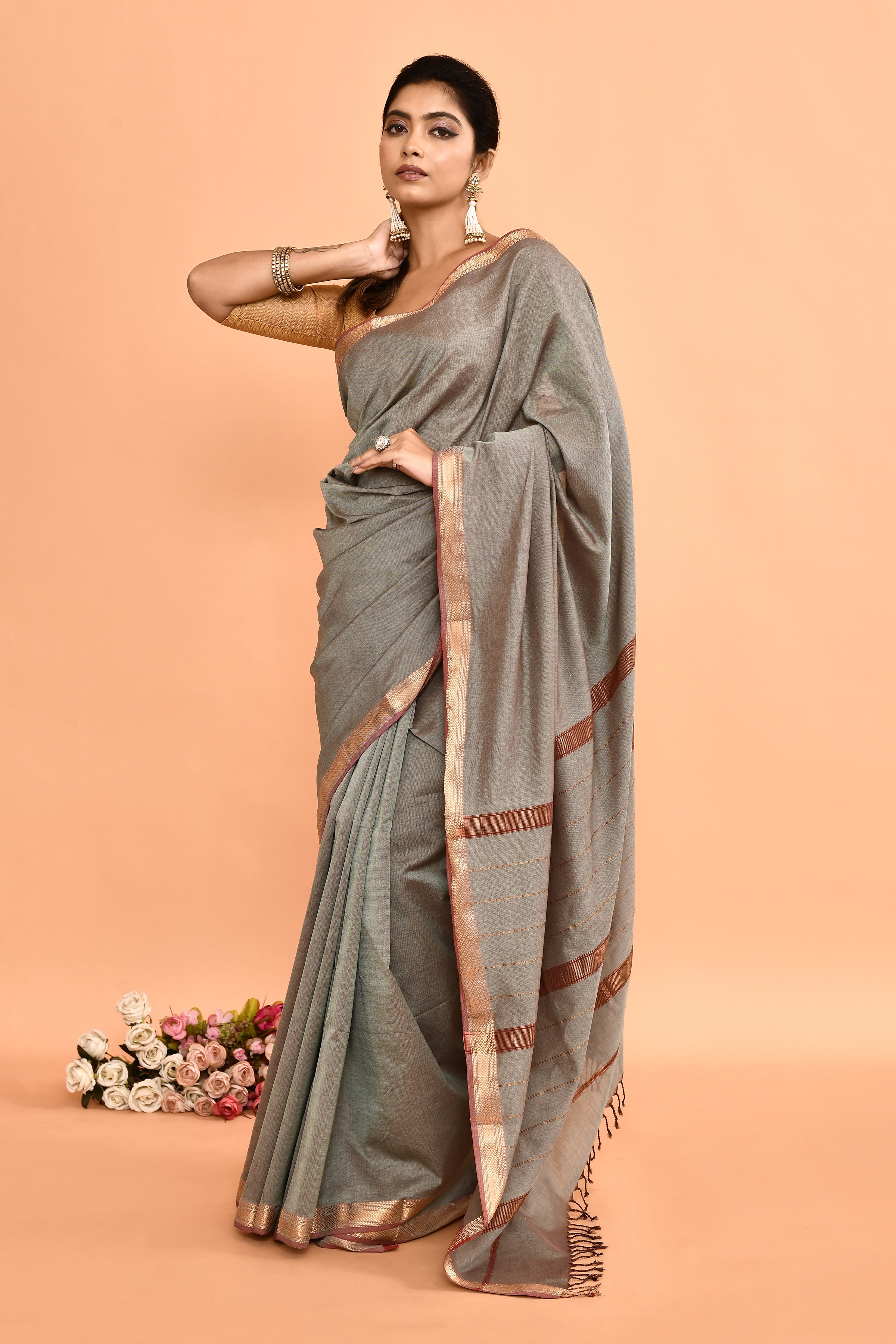 Pure cotton woven Maheshwari Saree