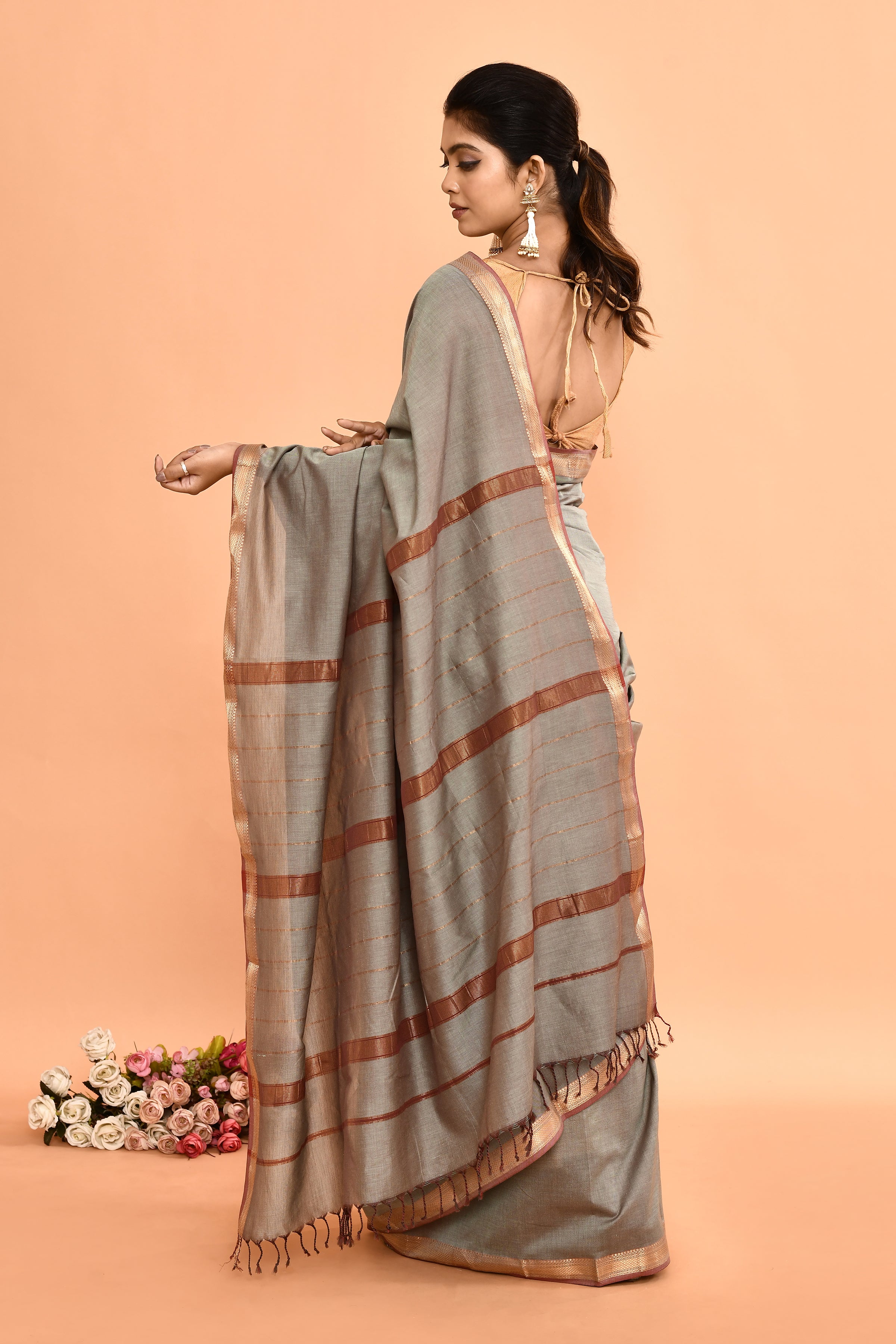 Pure cotton woven Maheshwari Saree