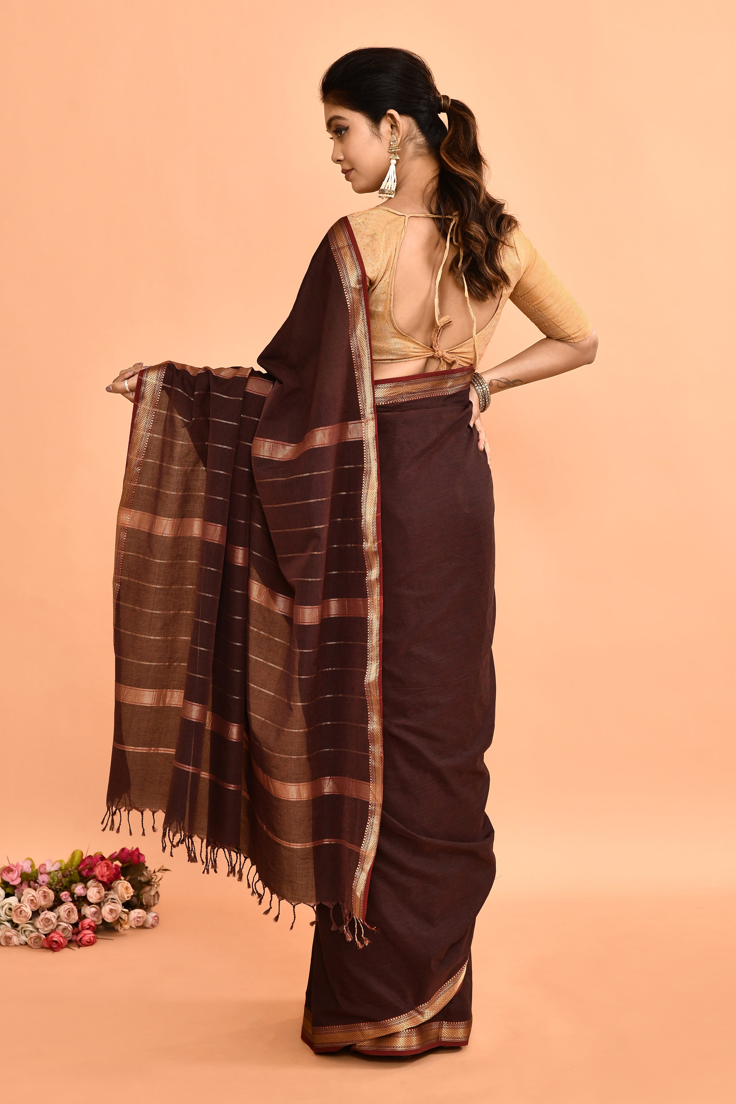 Pure cotton woven Maheshwari Saree