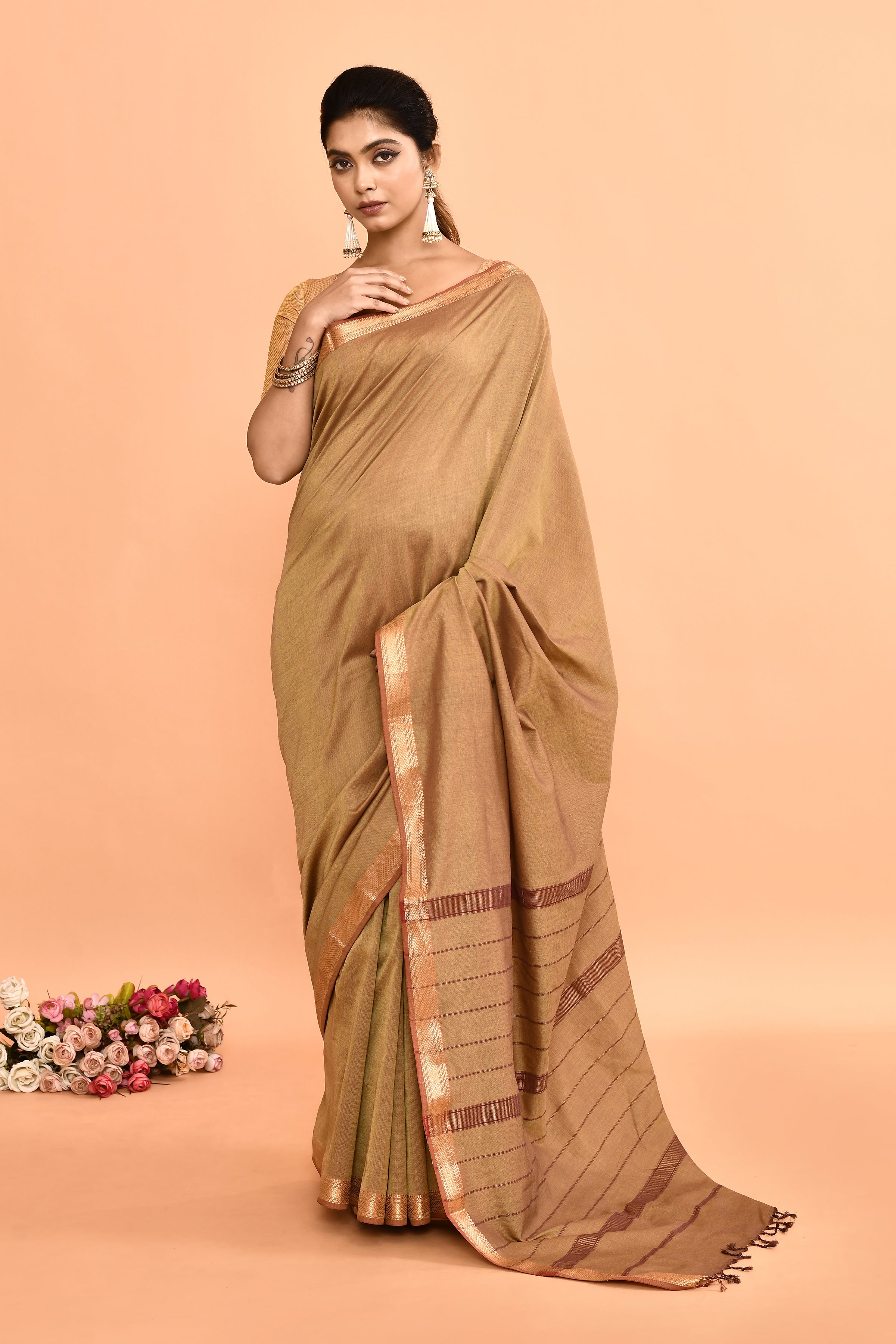 Pure cotton woven Maheshwari Saree