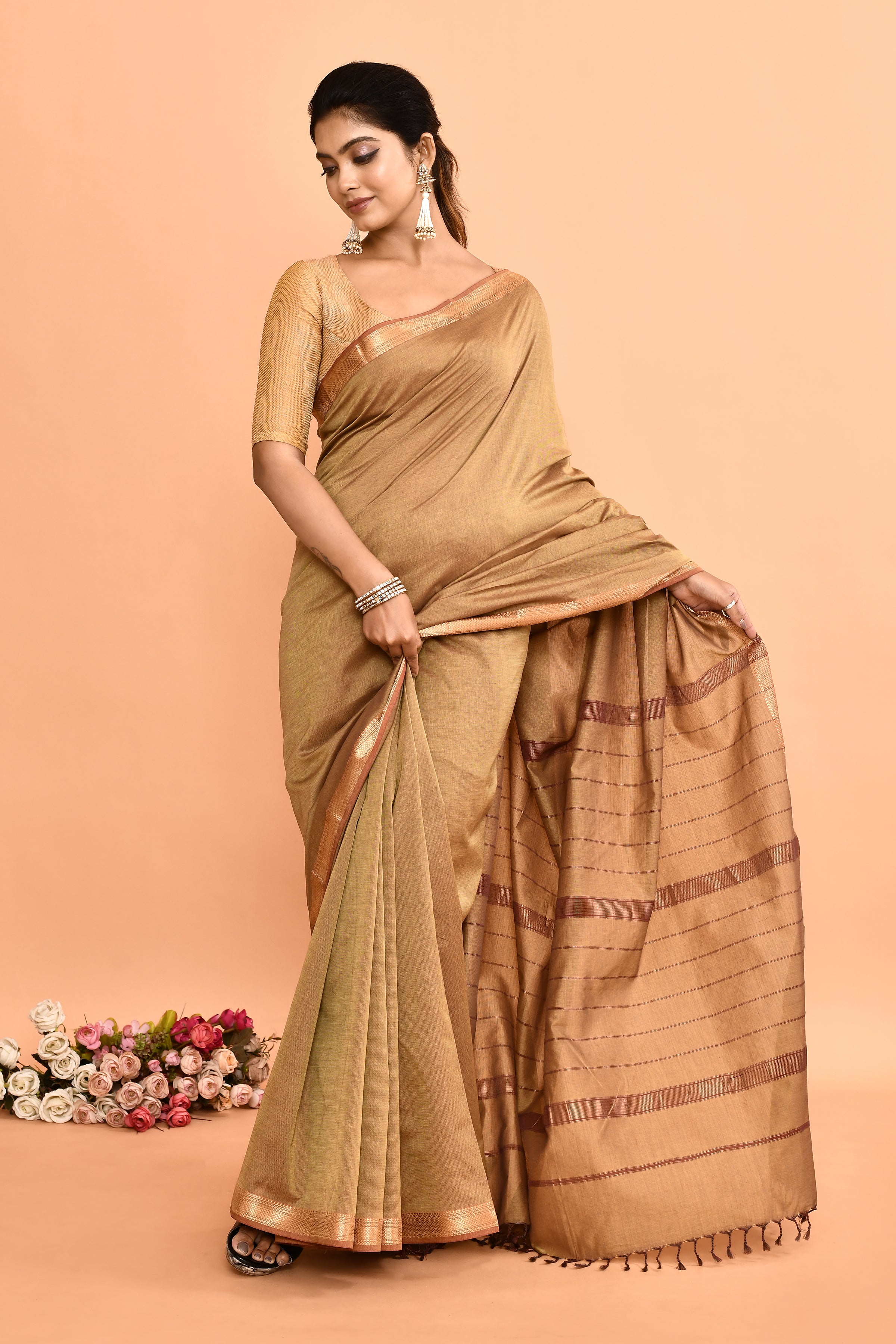 Pure cotton woven Maheshwari Saree