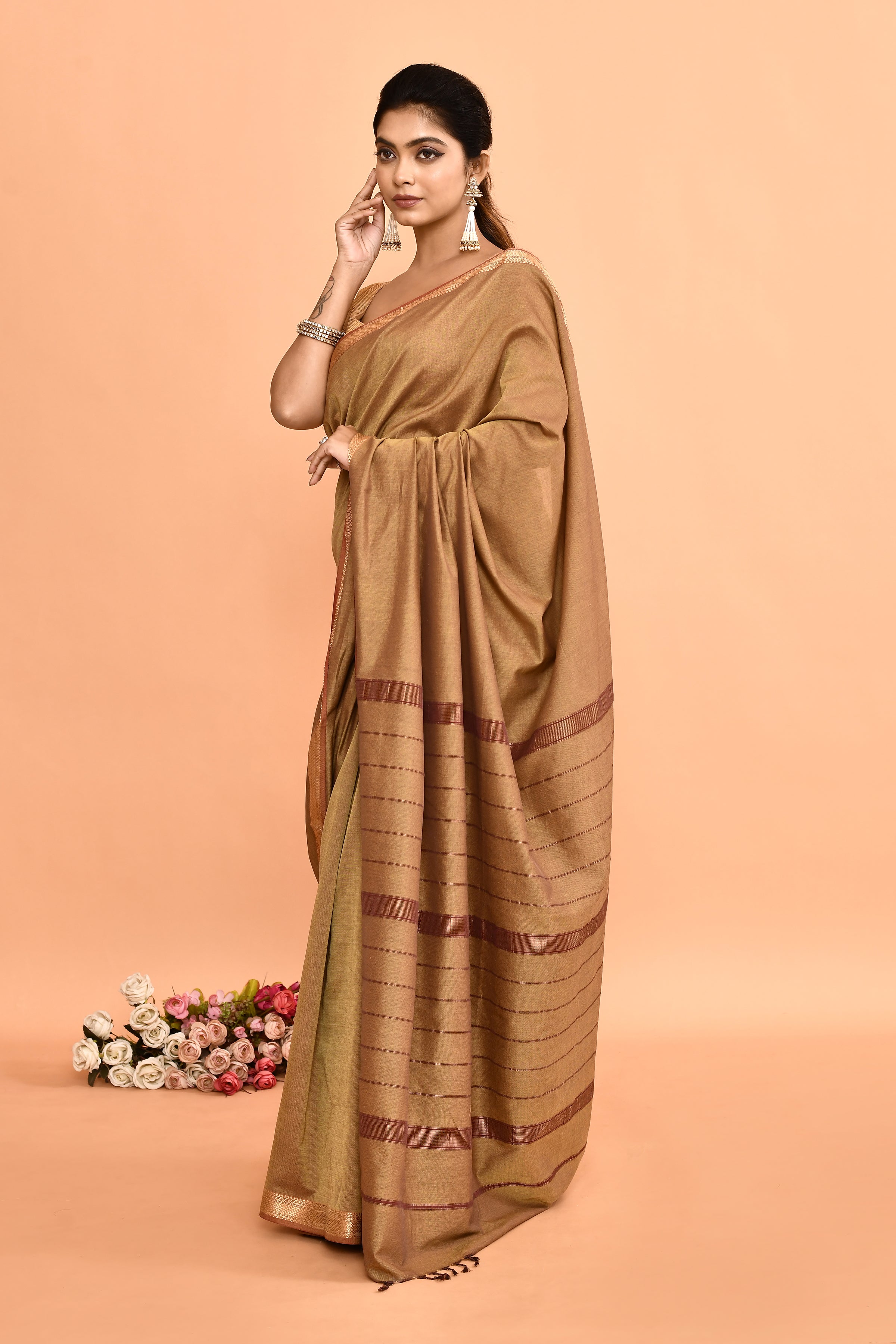 Pure cotton woven Maheshwari Saree