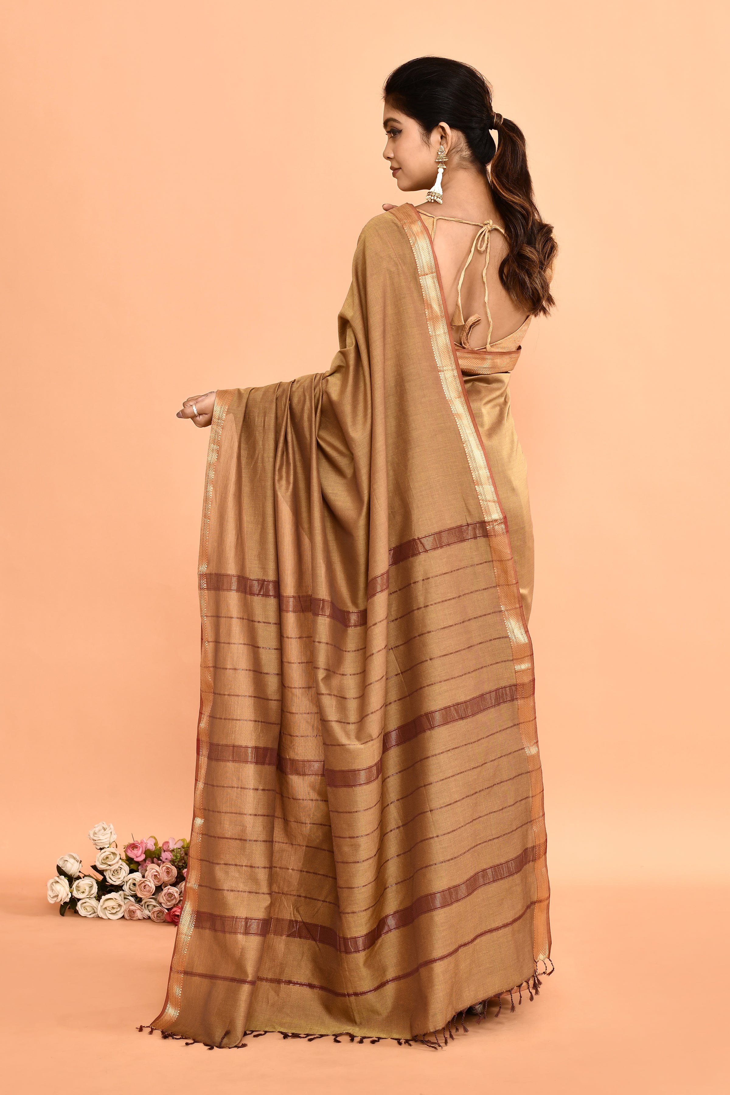 Pure cotton woven Maheshwari Saree