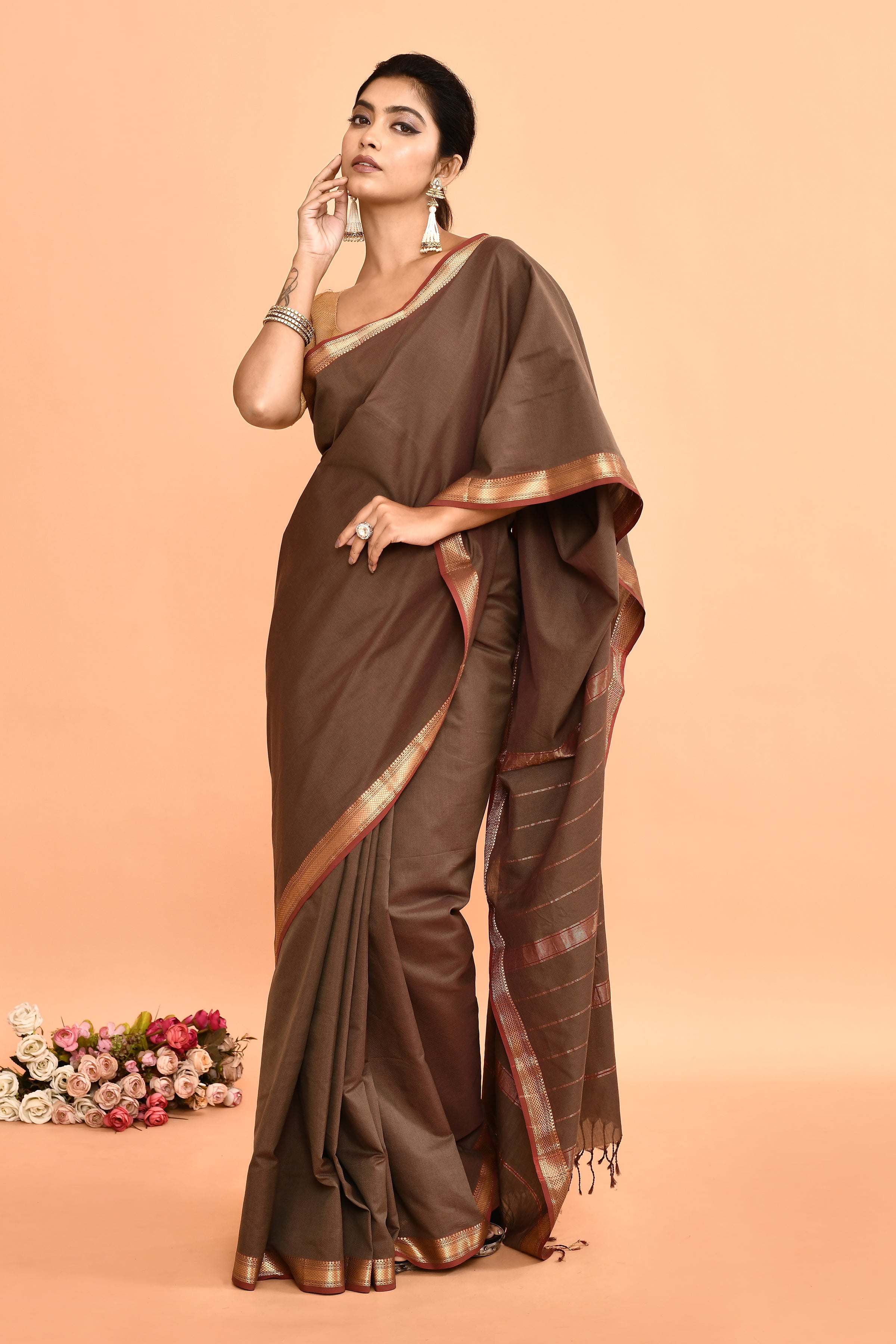 Pure cotton woven Maheshwari Saree