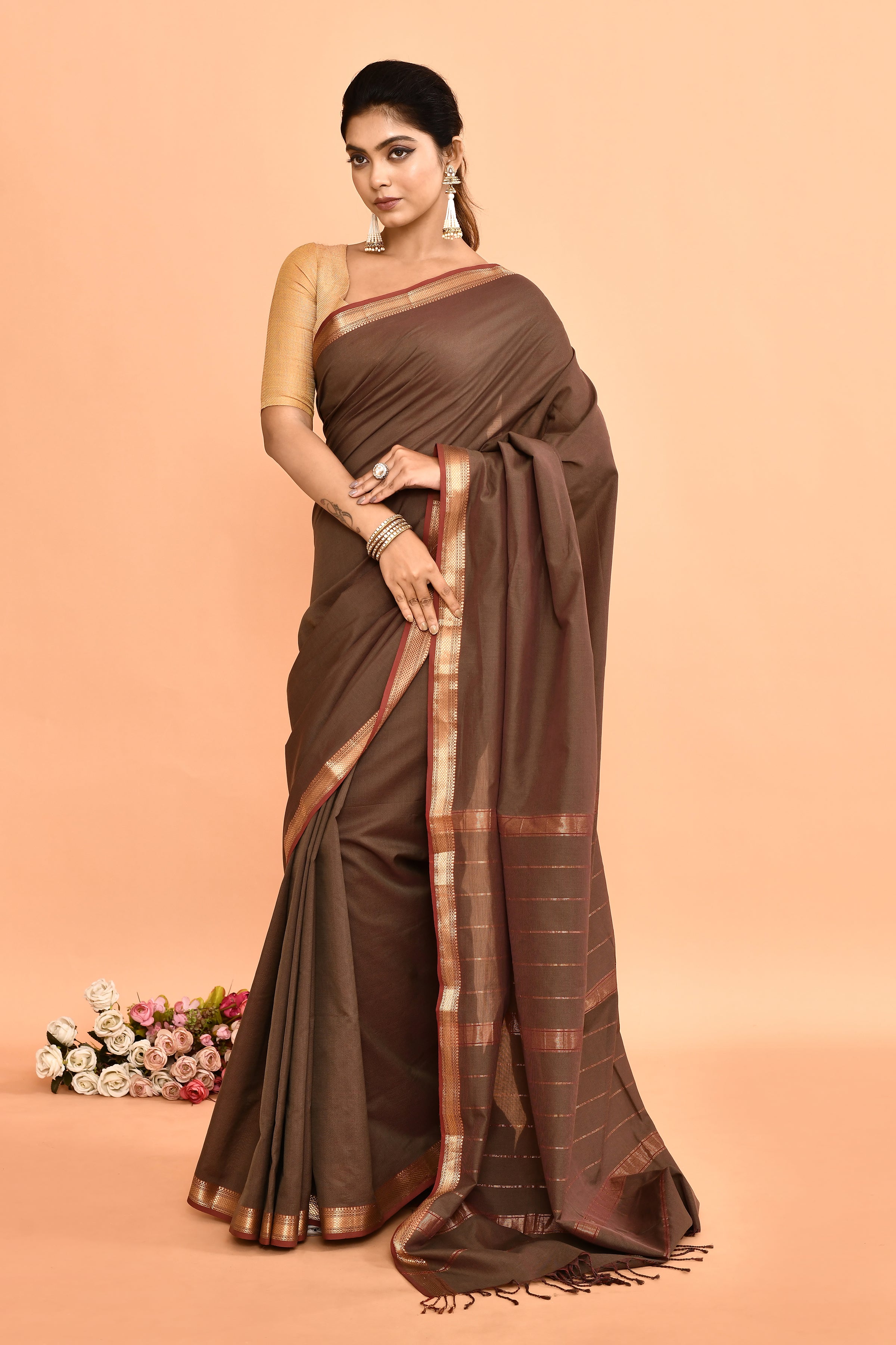 Pure cotton woven Maheshwari Saree