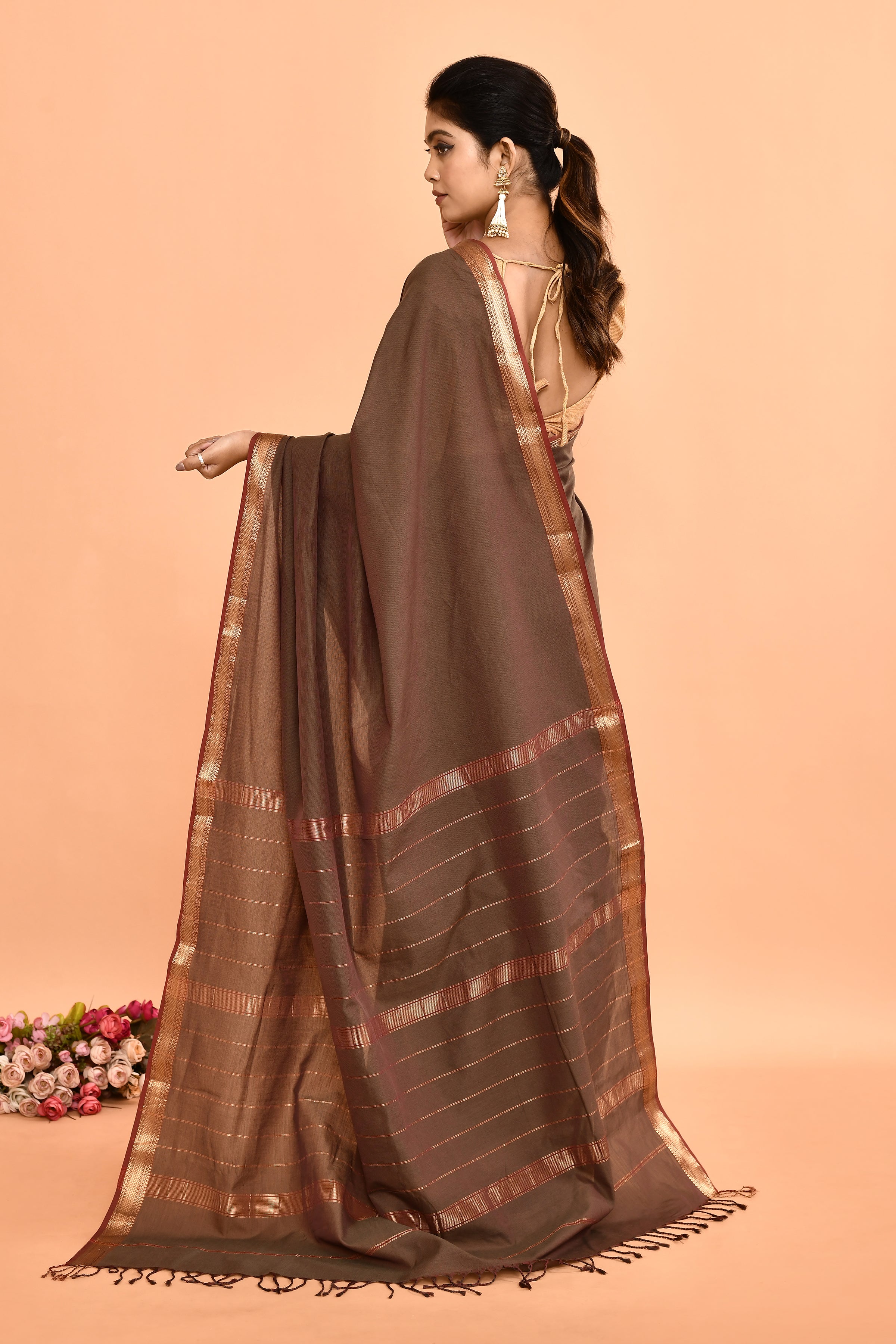 Pure cotton woven Maheshwari Saree