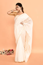 Maheshwari pure handloom plain solid color saree with resham pallu