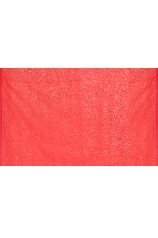 Plain Maheshwari pure handloom self-checks saree with narrow contrast pink border