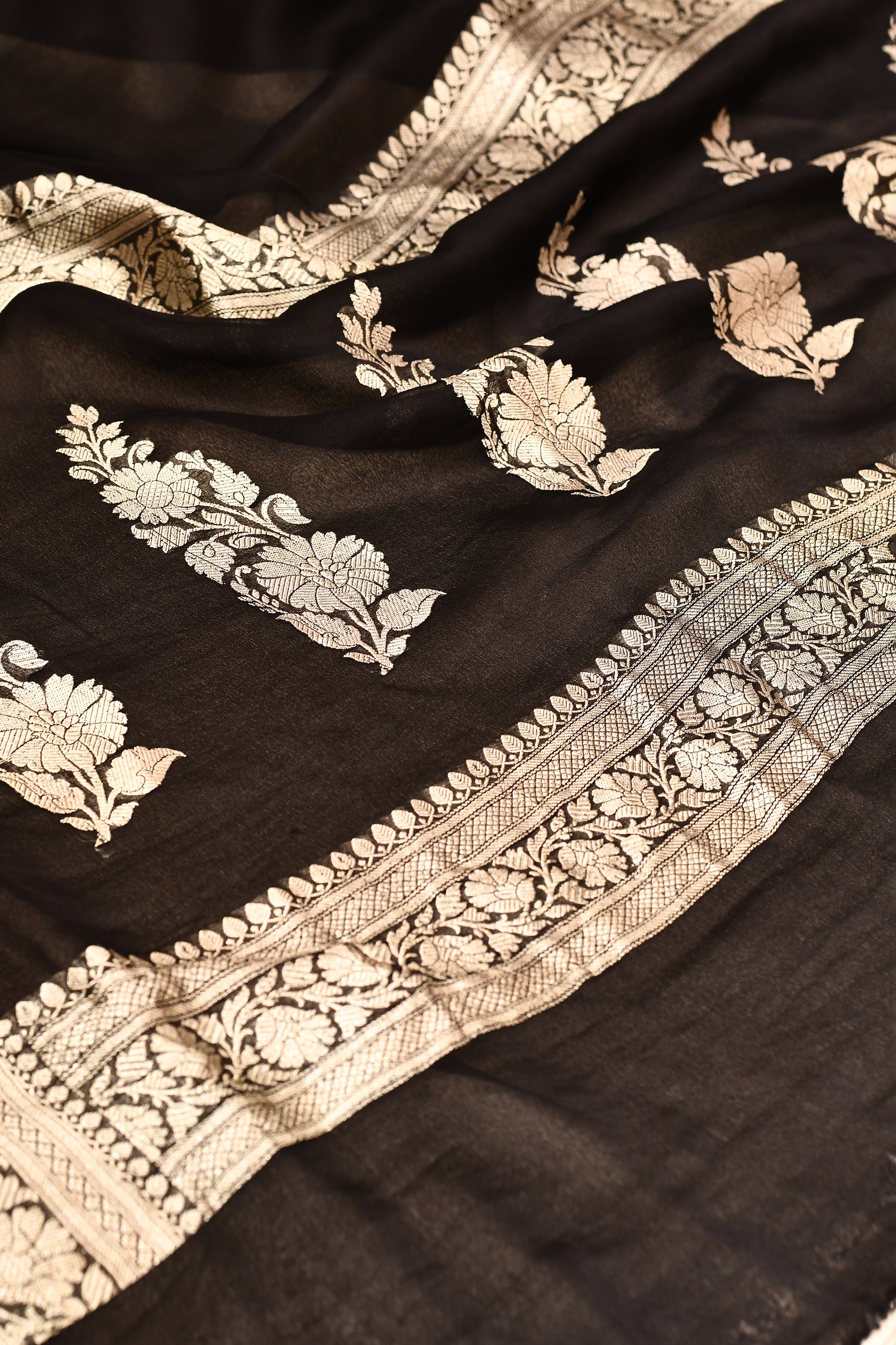 Pure Khaddi Georgette Banarasi saree with booti blouse