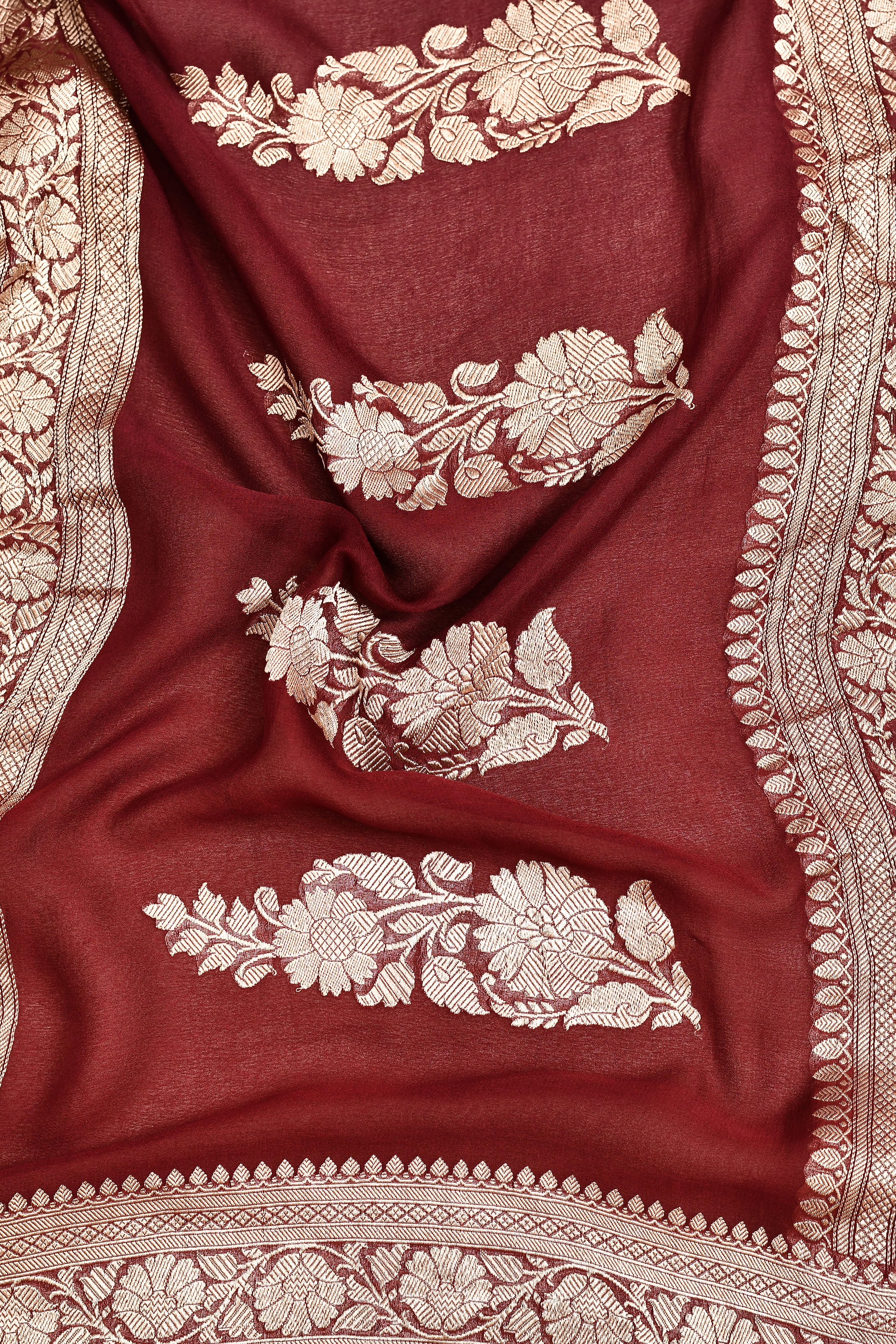 Pure Khaddi Georgette Banarasi saree with booti blouse