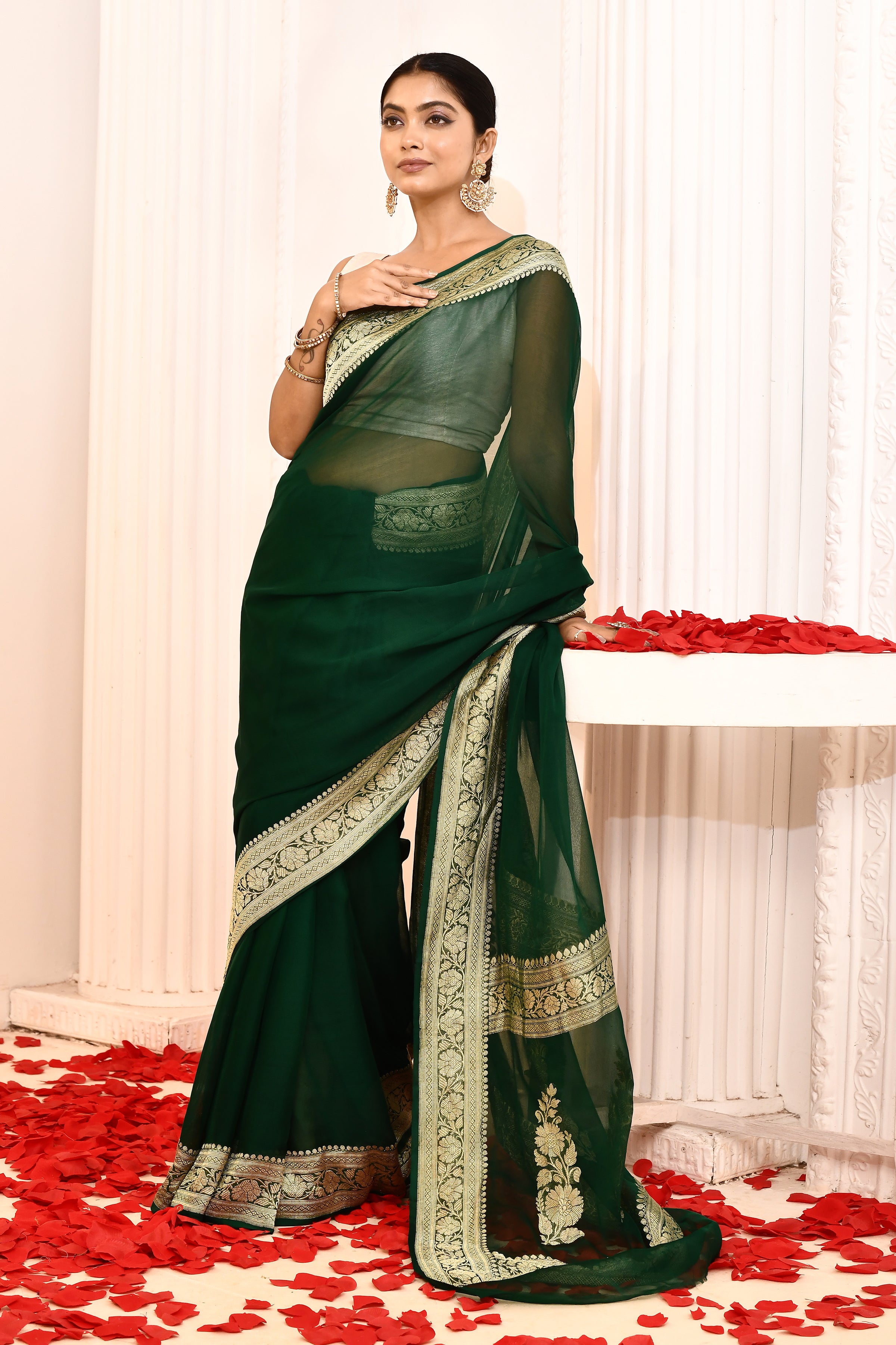 Pure Khaddi Georgette Banarasi saree with booti blouse