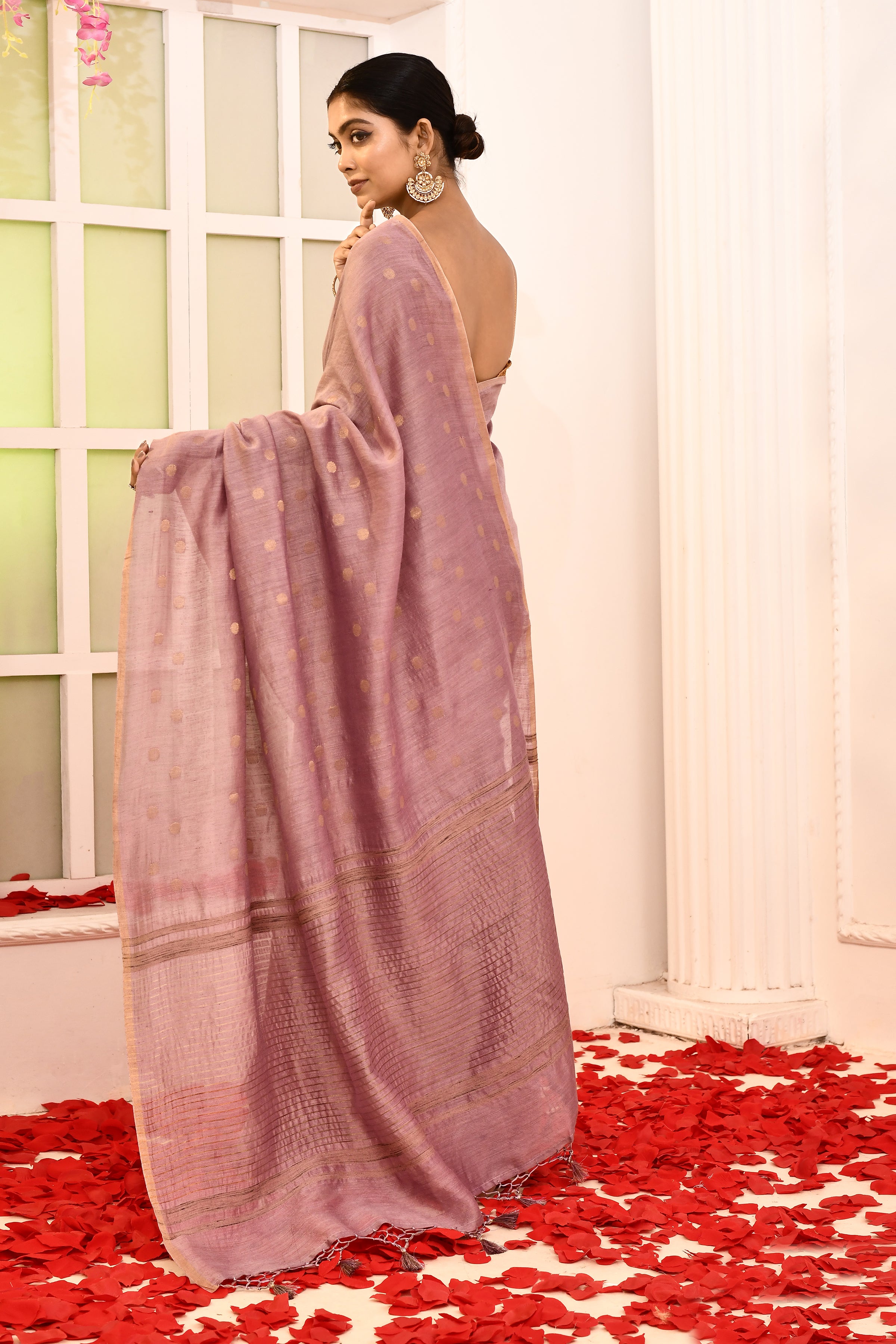 Pure Munga Tussar woven Saree with floral digital printed blouse