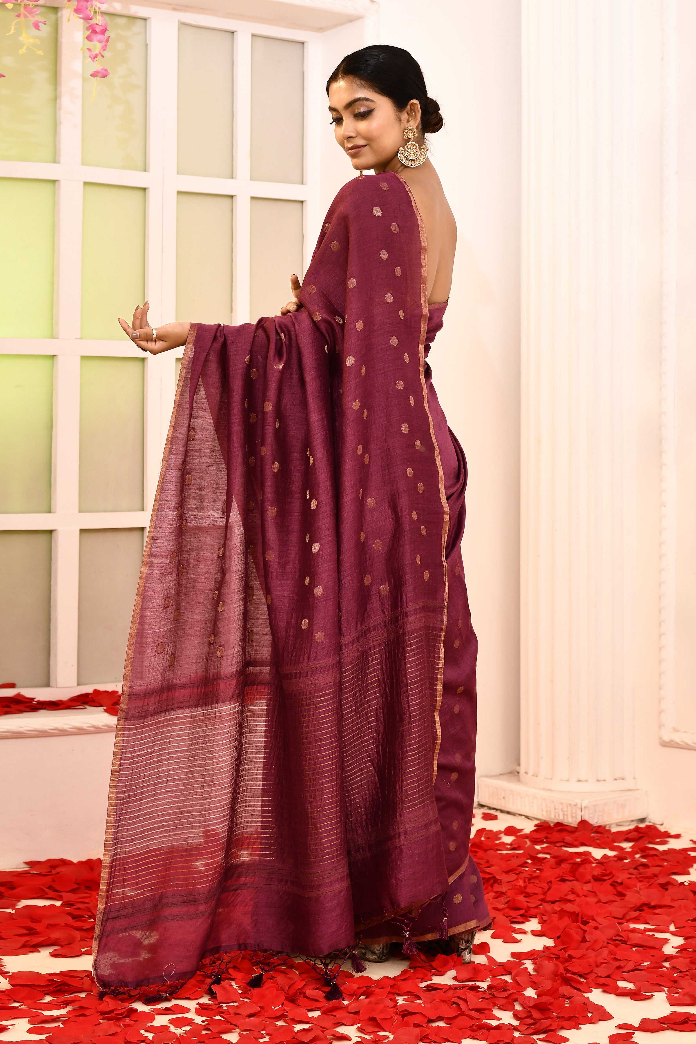 Pure Munga Tussar woven Saree with floral digital printed blouse