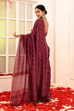 Pure Munga Tussar woven Saree with floral digital printed blouse