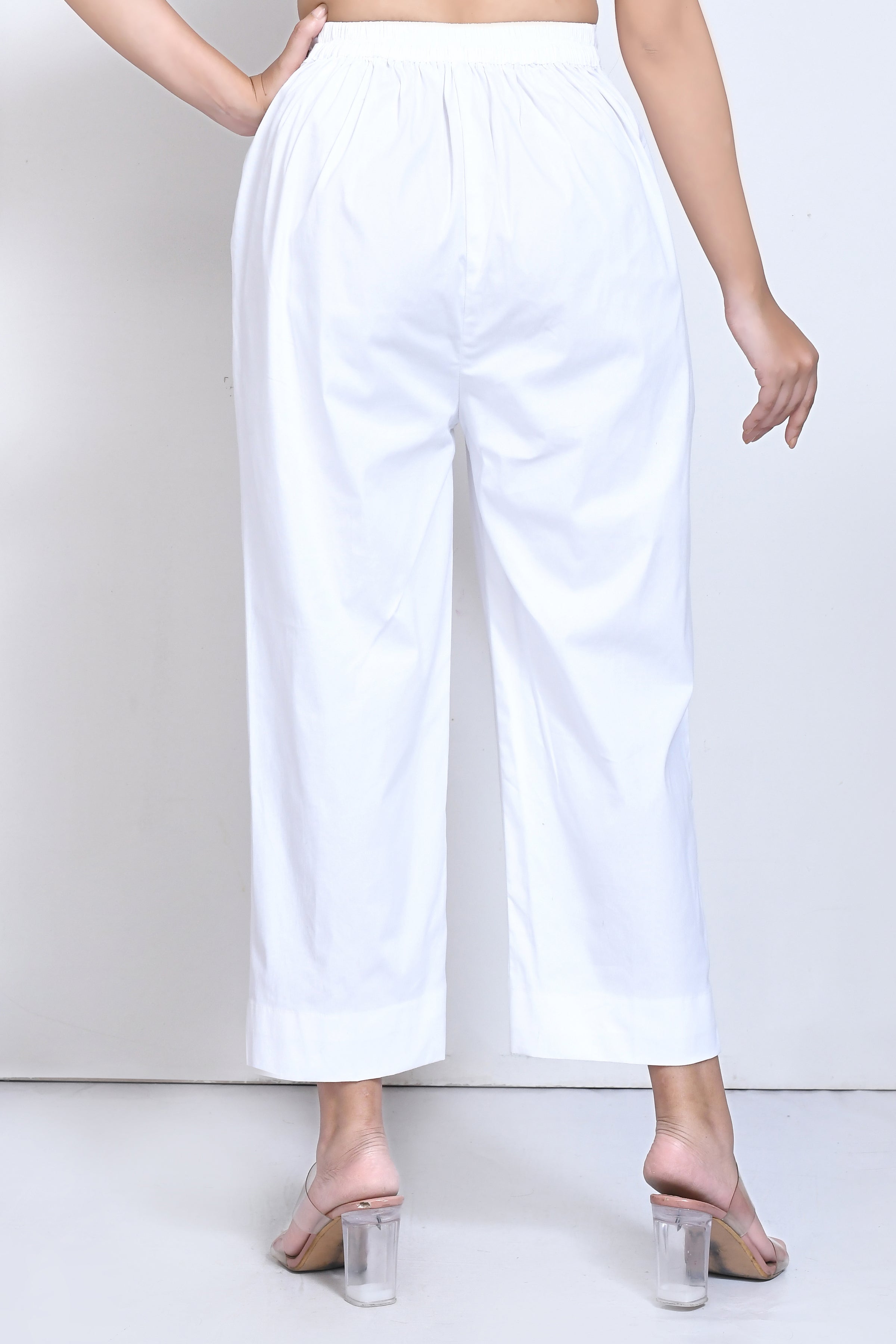 White Cotton stretchable pants