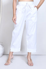 White Cotton stretchable pants