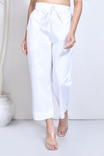 White Cotton stretchable pants