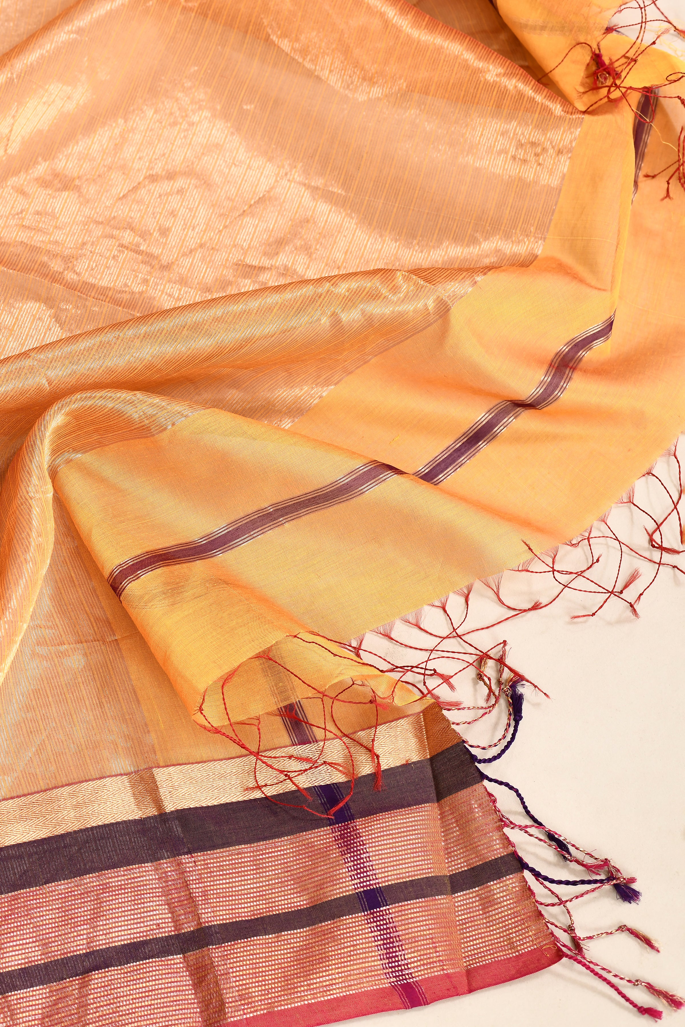 Maheshwari pure handloom plain saree with broad contrast border