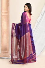 Maheshwari pure handloom plain saree with broad contrast border