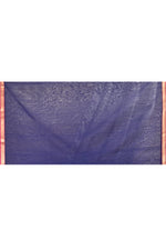 Plain Maheshwari pure handloom saree with rose gold woven border and rose gold & dark pink stripes in pallu