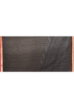 Plain Maheshwari pure handloom saree with rose gold woven border and rose gold & dark pink stripes in pallu