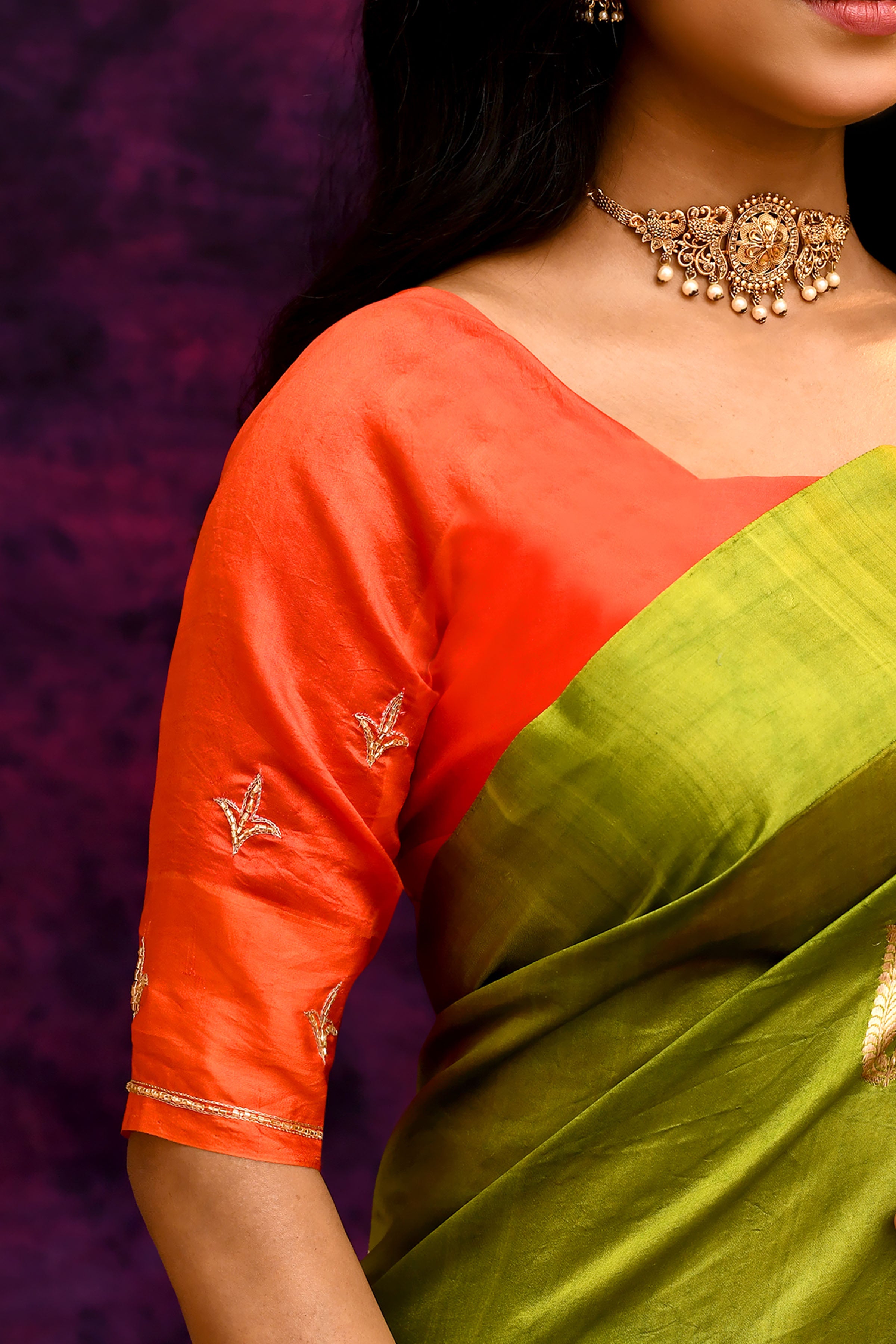 Pure Munga Silk Saree with Delicately Woven Floral Butis – Parrot Green