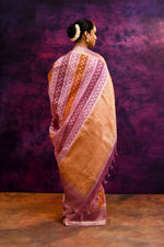 Pure Chanderi Cotton Saree with Woven Buti Motifs – Mauve Pink & Burnt Orange