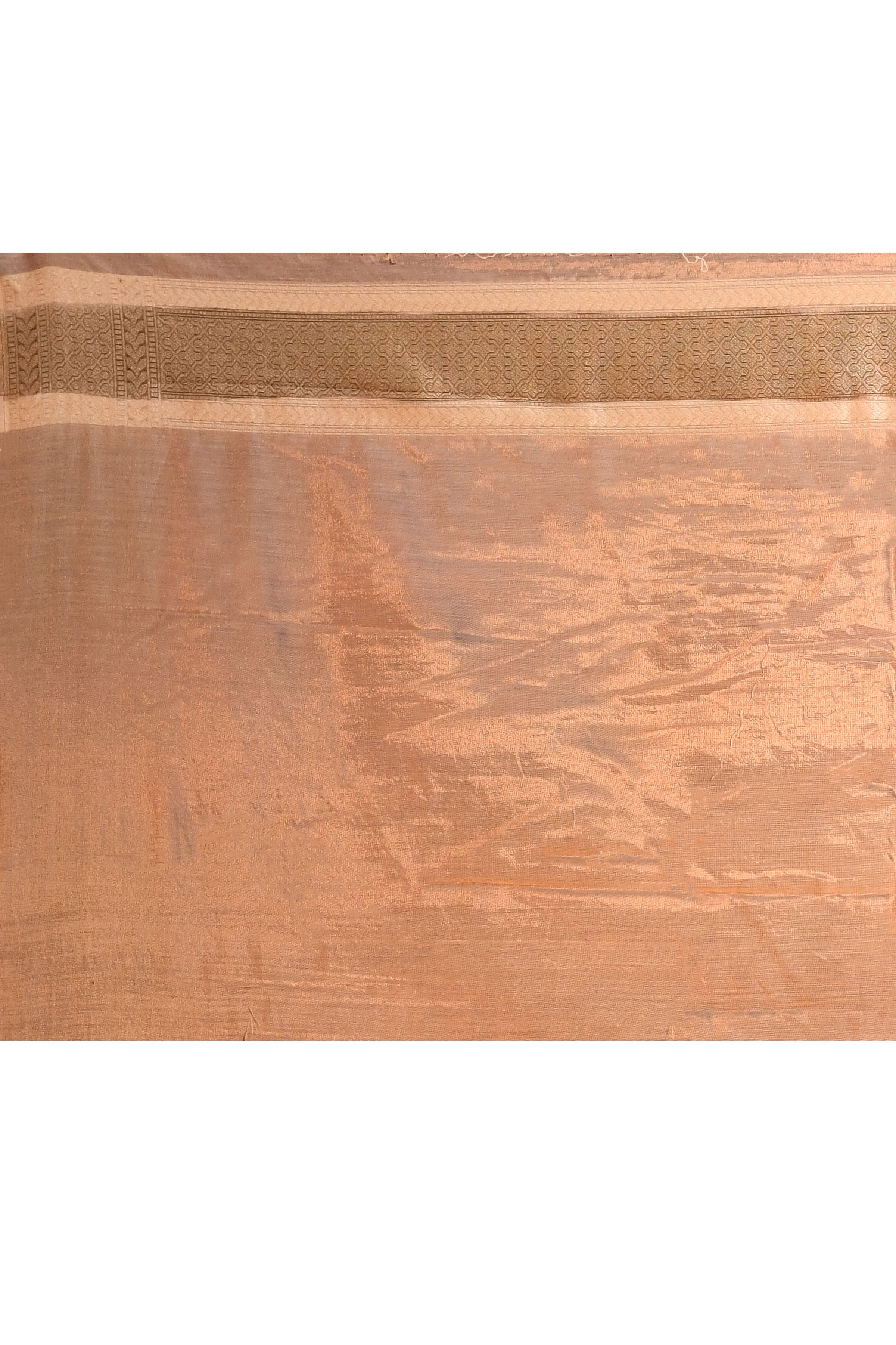 Pure Chanderi Cotton Saree with Woven Buti Motifs – Taupe Beige & Olive Green