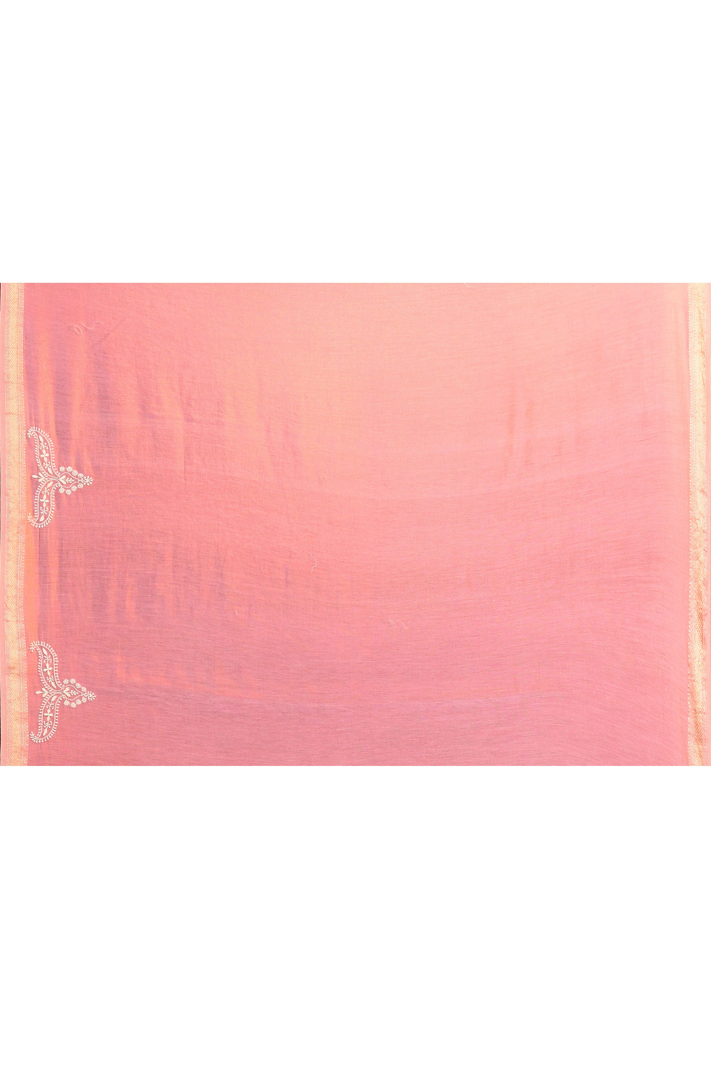 Pure Cotton Saree with Lucknowi Chikankari Embroidery – Blush Pink