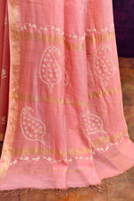 Pure Cotton Saree with Lucknowi Chikankari Embroidery – Blush Pink