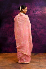 Pure Cotton Saree with Lucknowi Chikankari Embroidery – Blush Pink