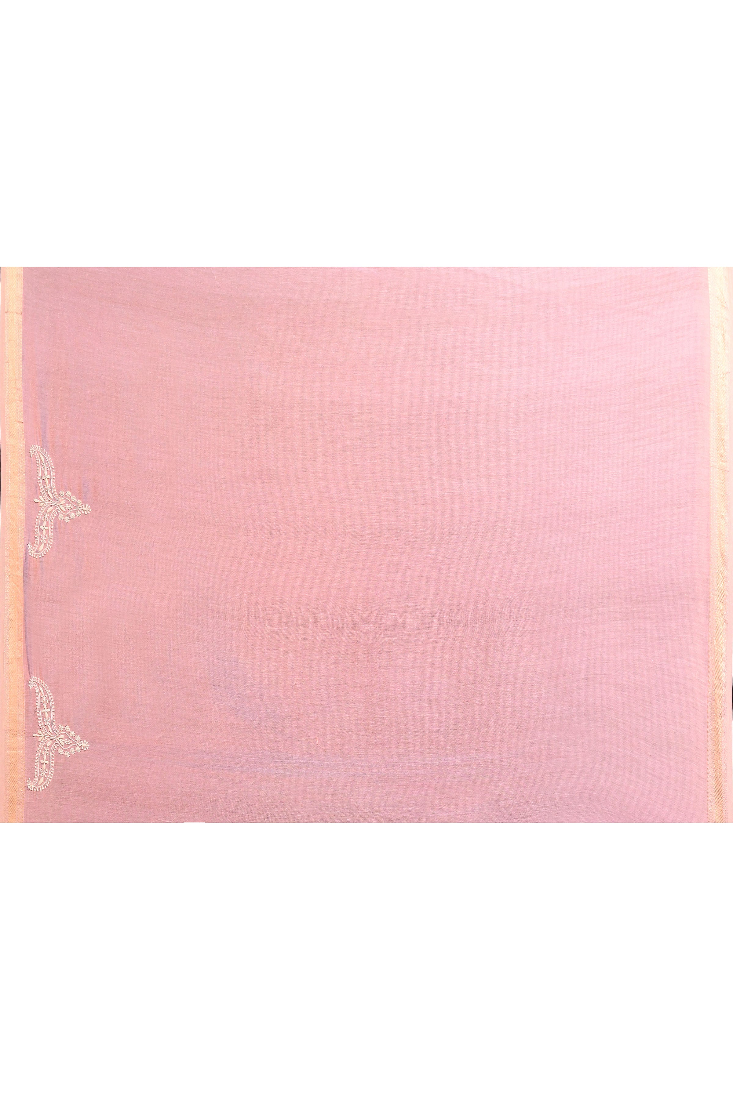 Pure Cotton Saree with Lucknowi Chikankari Embroidery – Dusty Rose Pink